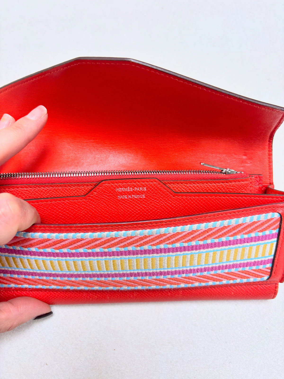 HERMES Portefeuille Passant long toile Cavale