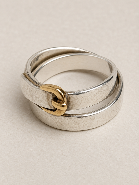 HERMÈS Bague Débridée Argent et Or