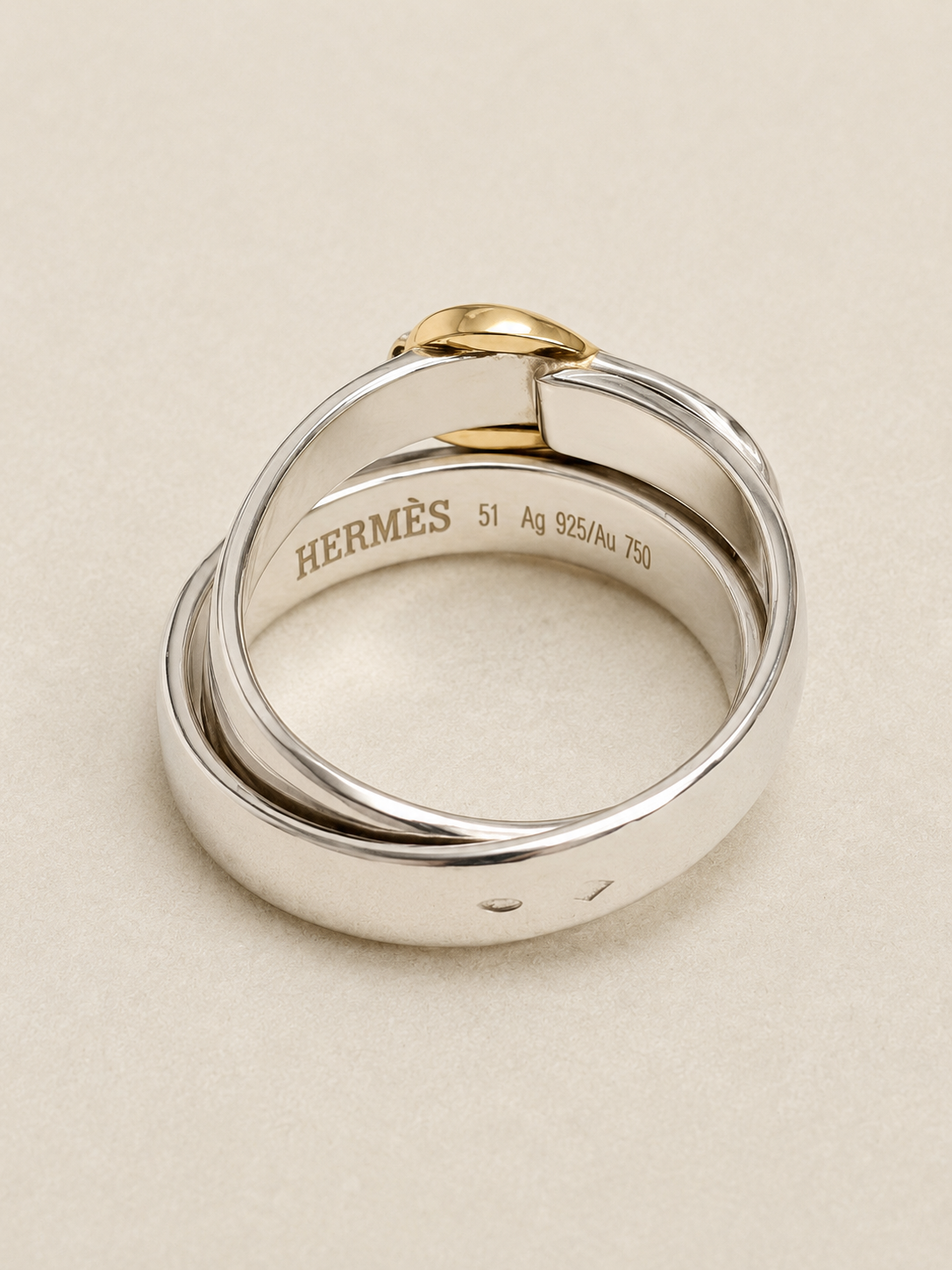HERMÈS Bague Débridée Argent et Or