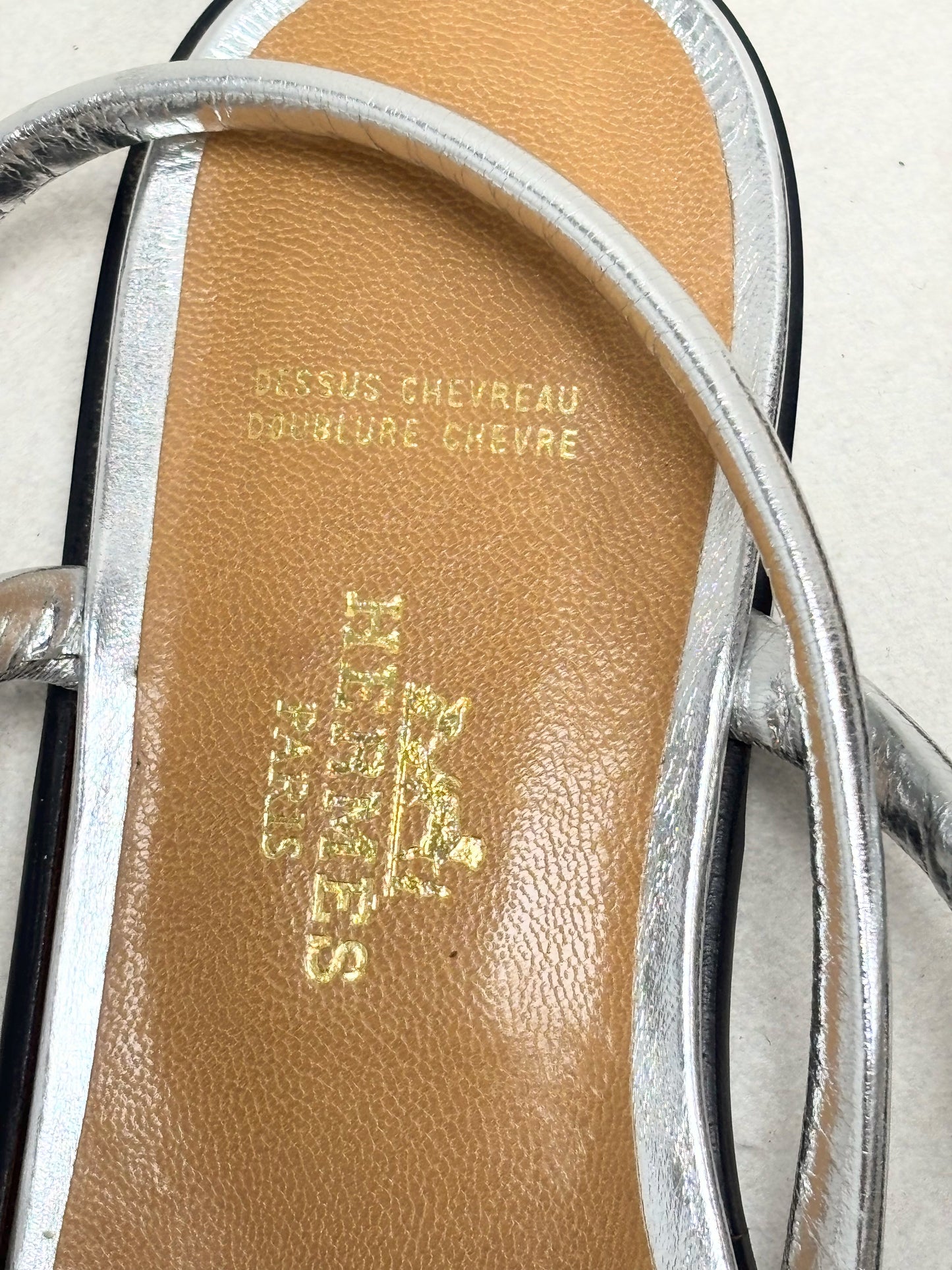 HERMÈS Sandales Cuir argent