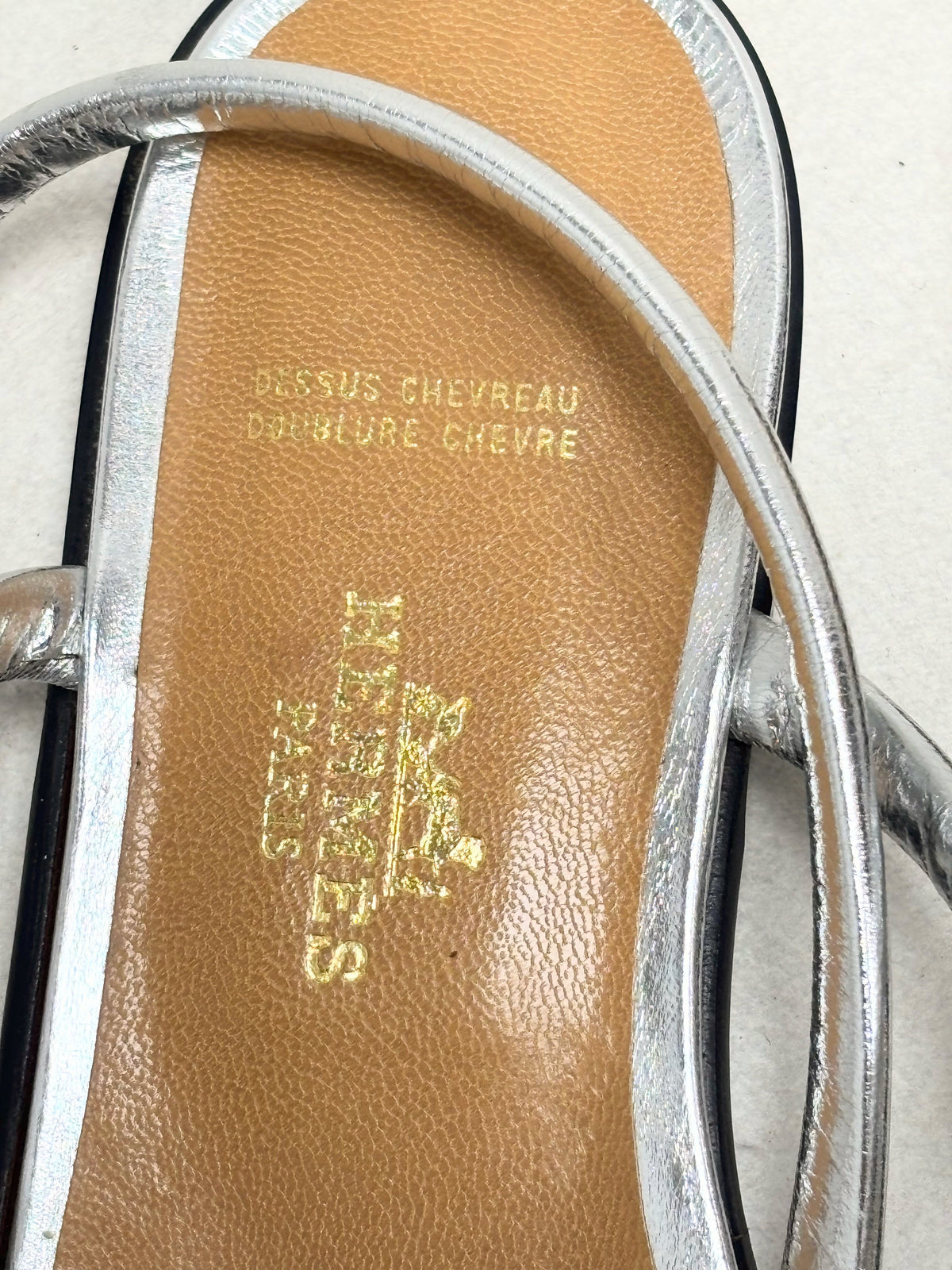 HERMÈS Sandales Cuir argent