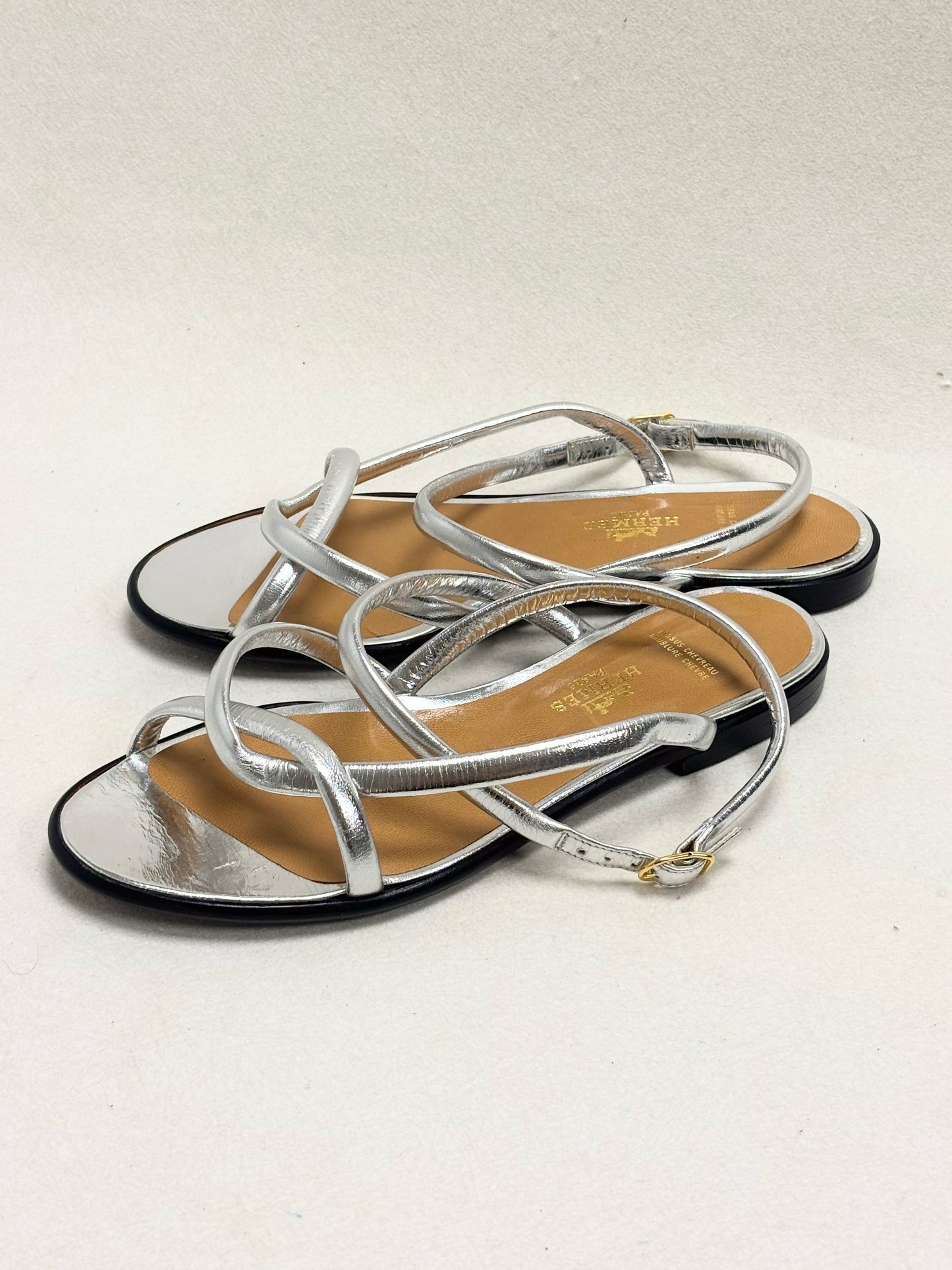 HERMÈS Sandales Cuir argent