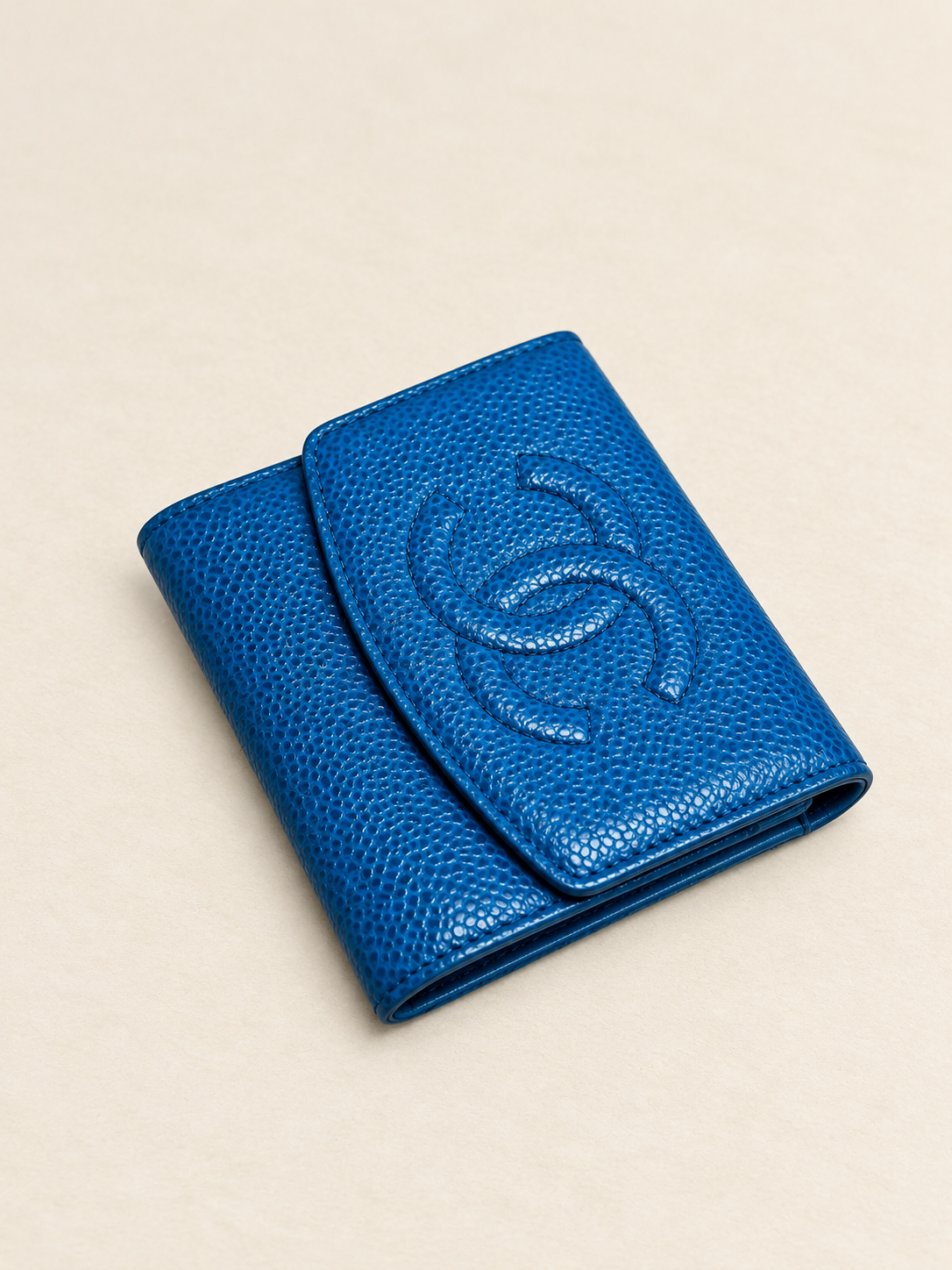 CHANEL Porte-Monnaie Cuir bleu