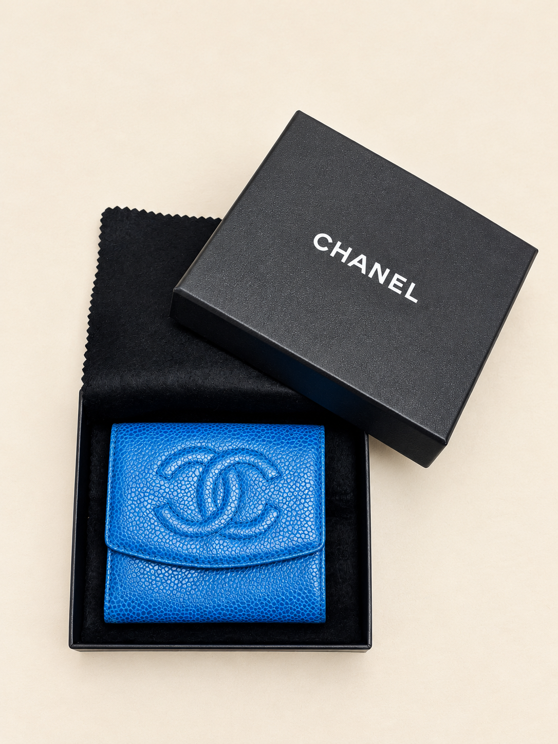 CHANEL Porte-Monnaie Cuir bleu