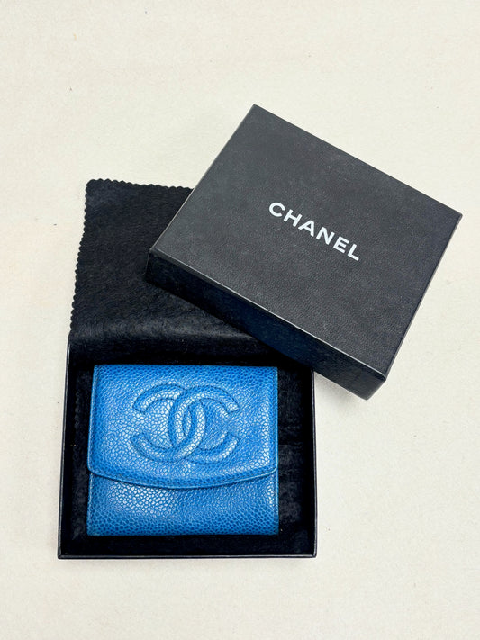 CHANEL Porte-Monnaie Cuir bleu