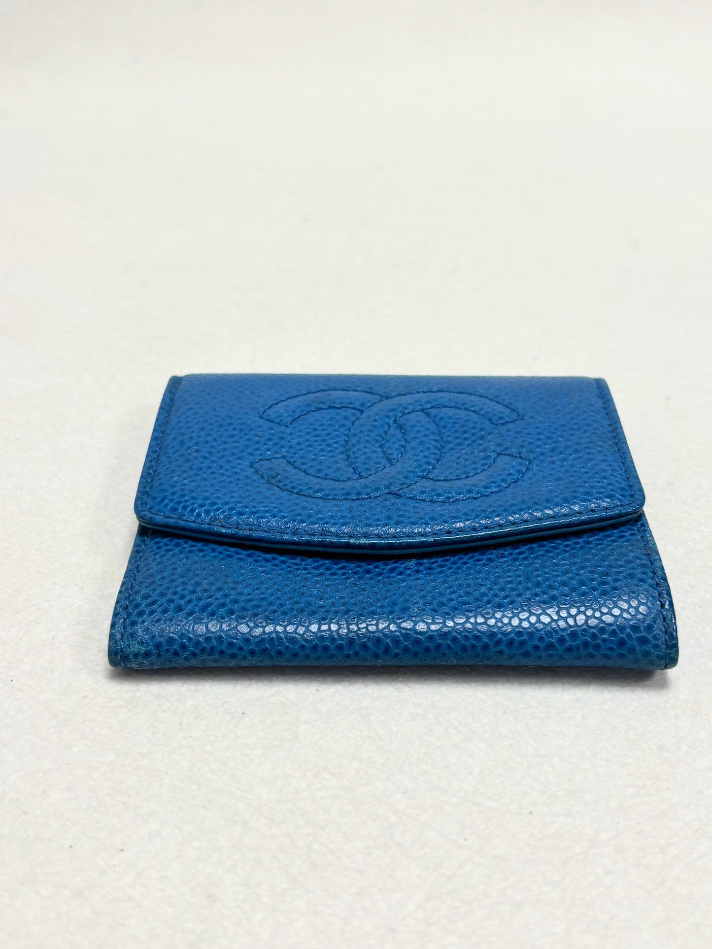 CHANEL Porte-Monnaie Cuir bleu