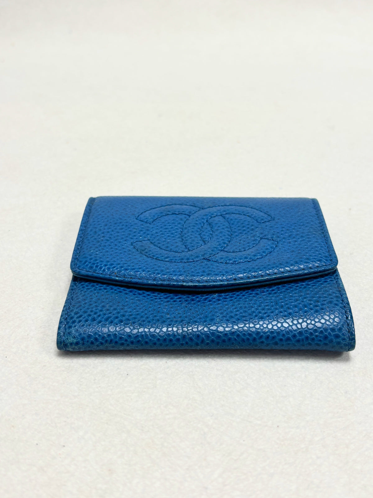 CHANEL Porte-Monnaie Cuir bleu