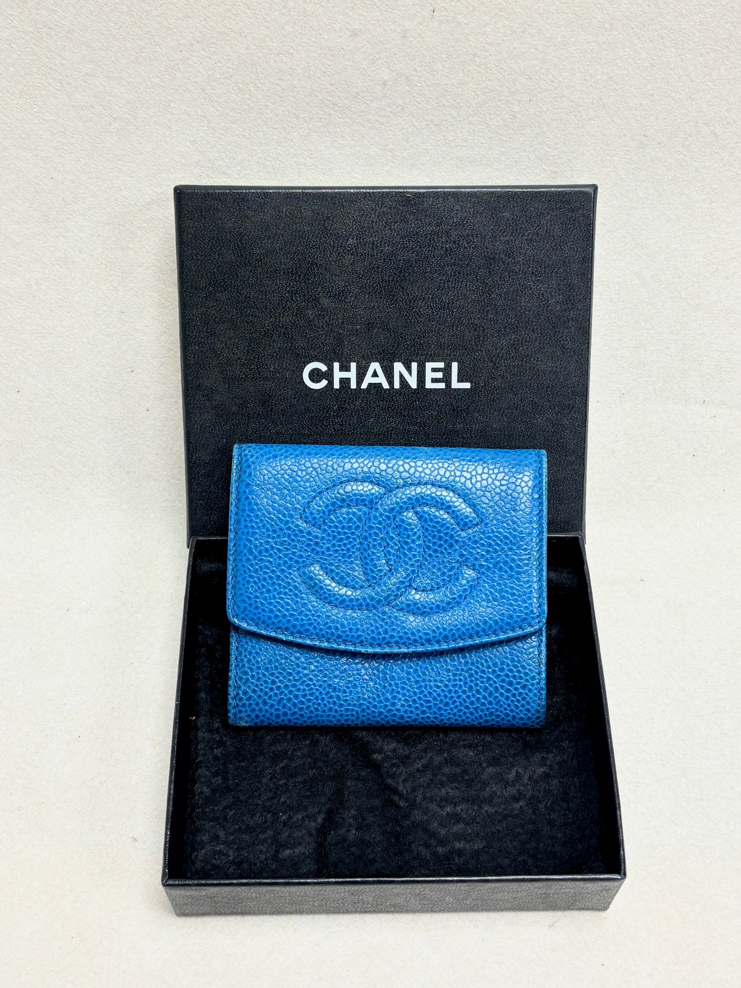 CHANEL Porte-Monnaie Cuir bleu