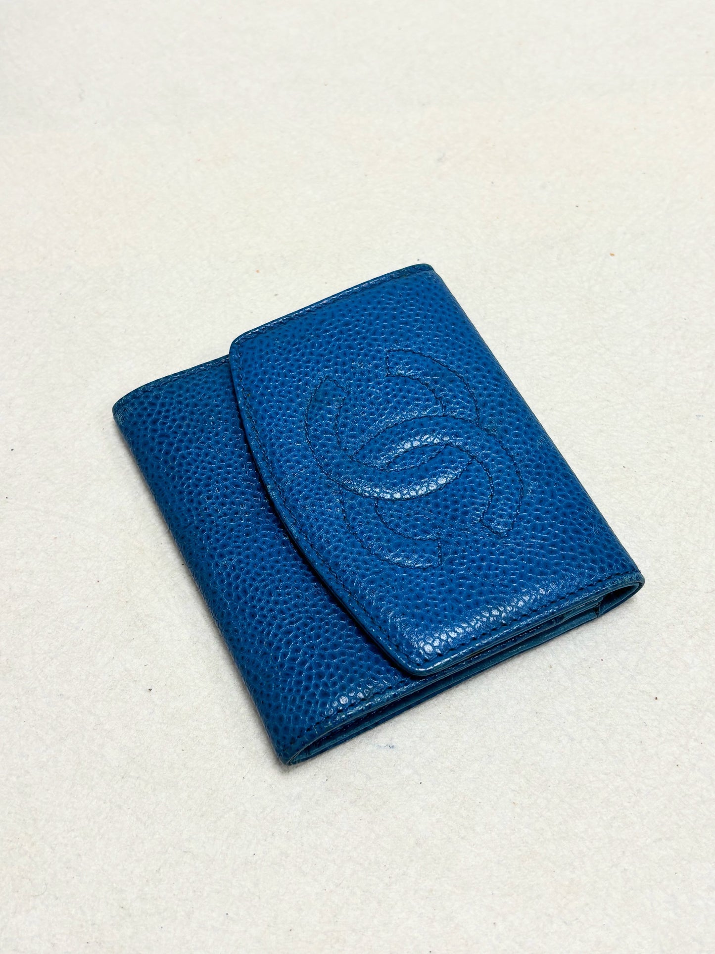 CHANEL Porte-Monnaie Cuir bleu