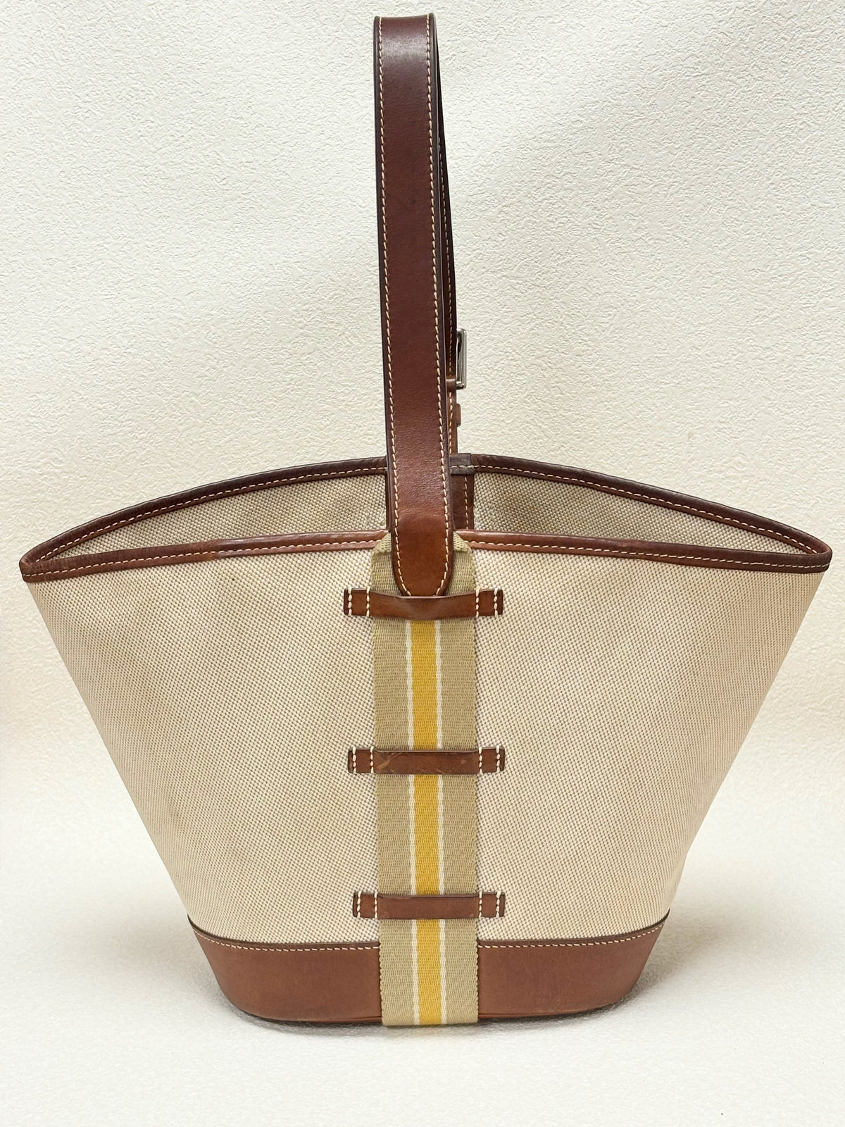 HERMES Sac Camail Toile H et Barenia