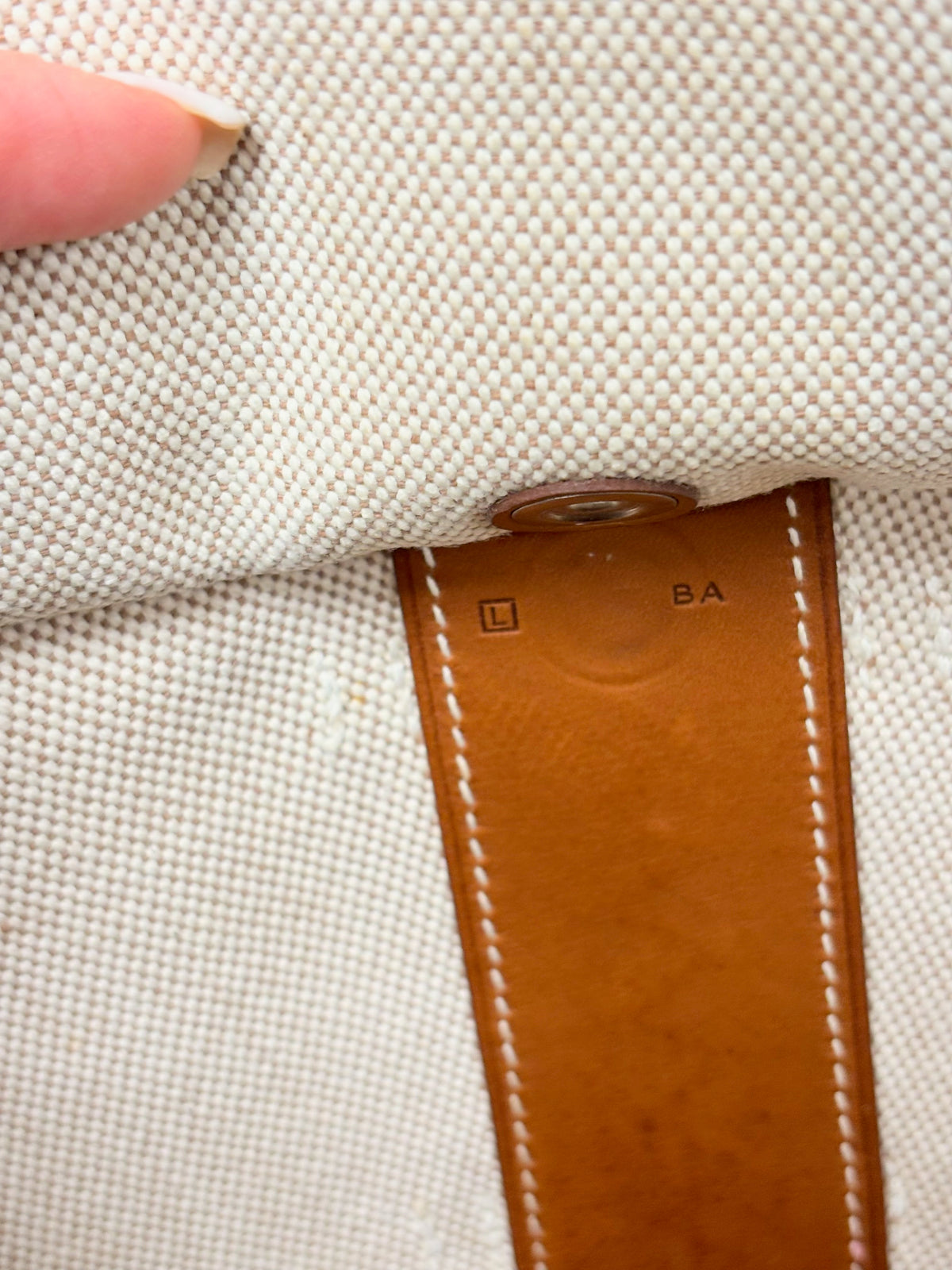 HERMES Sac Camail Toile H et Barenia