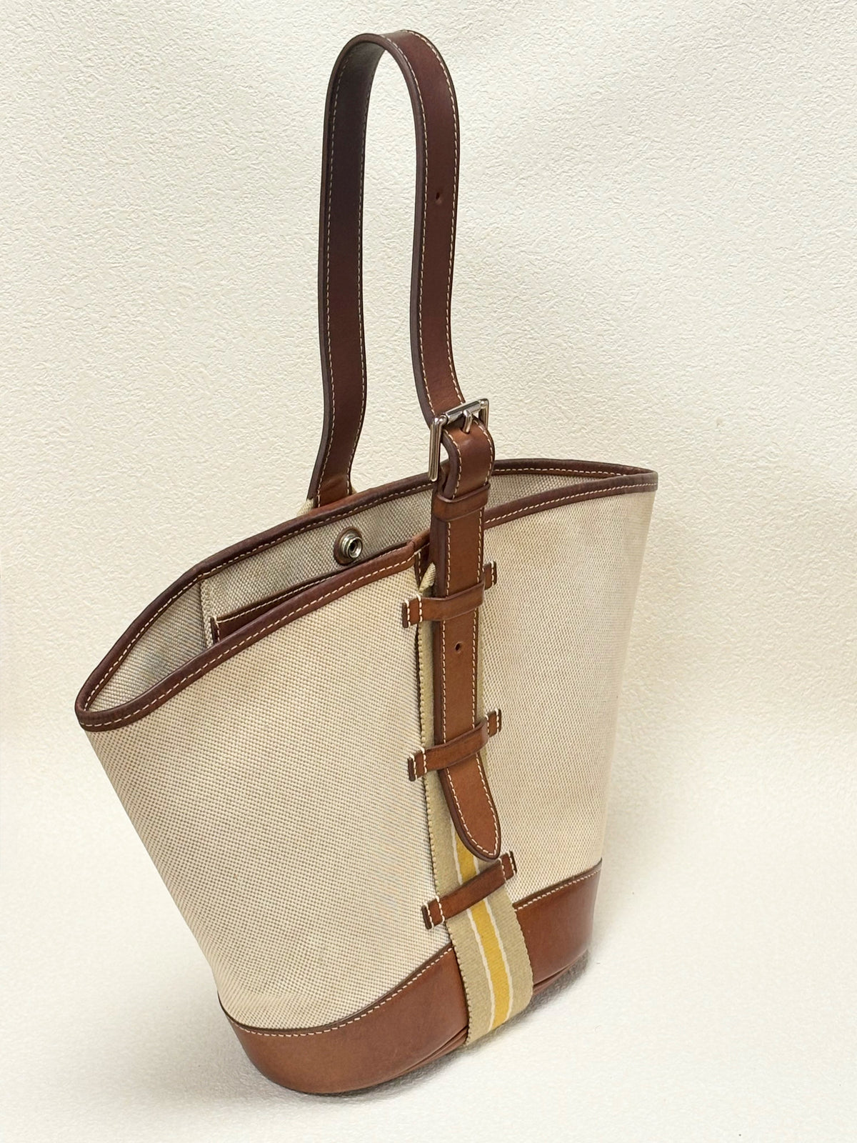 HERMES Sac Camail Toile H et Barenia