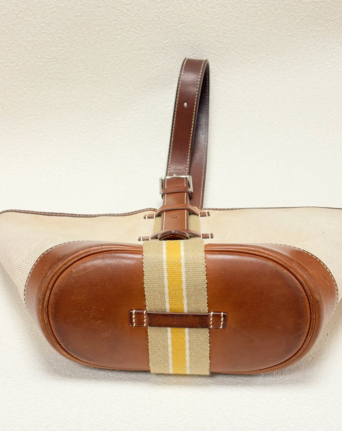 HERMES Sac Camail Toile H et Barenia