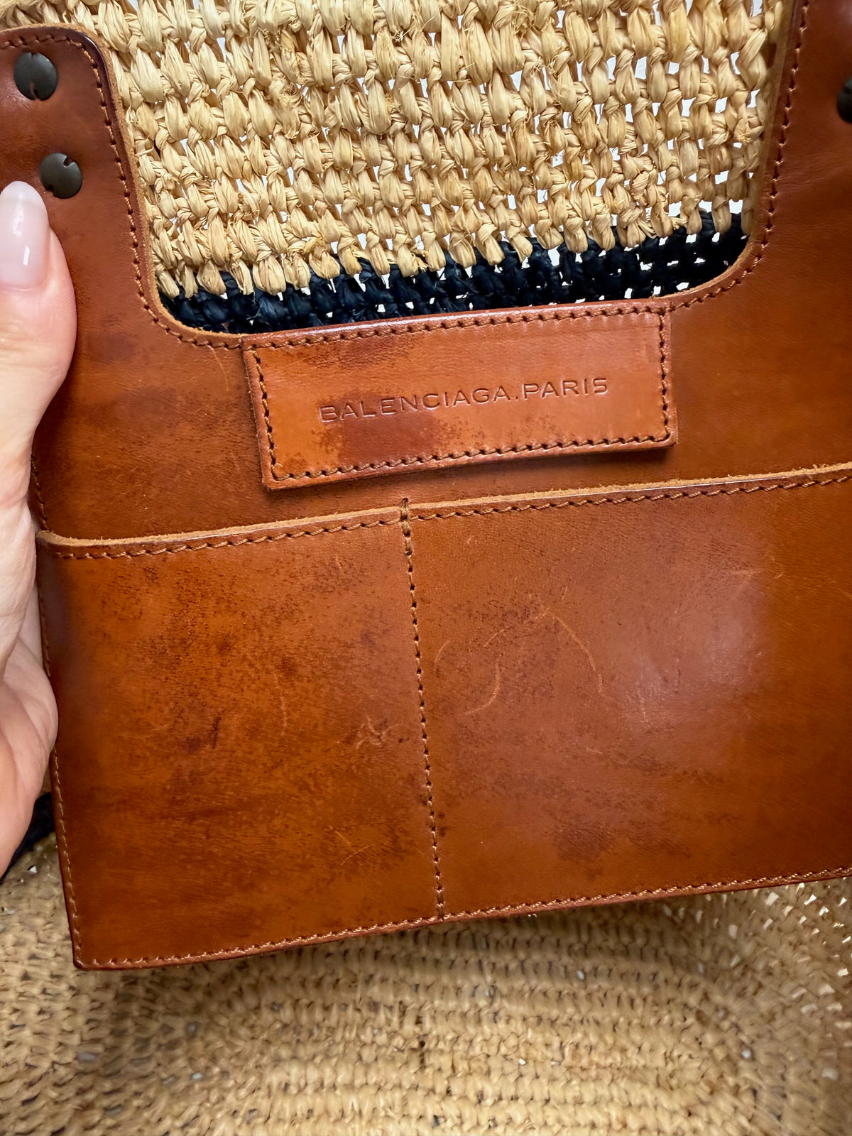 BALENCIAGA Sac Panier Raphia GM