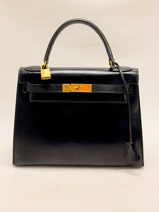 HERMÈS Sac Kelly 28 Box Navy