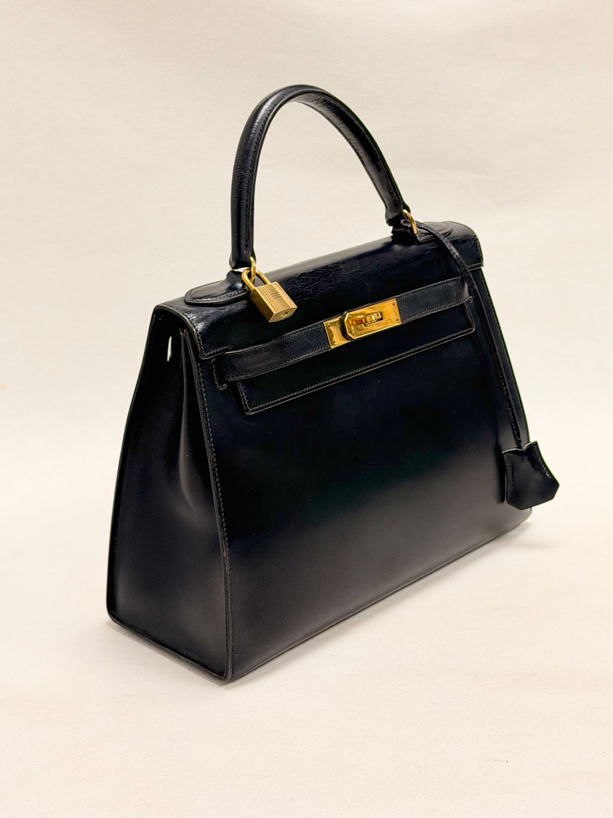 HERMÈS Sac Kelly 28 Box Navy