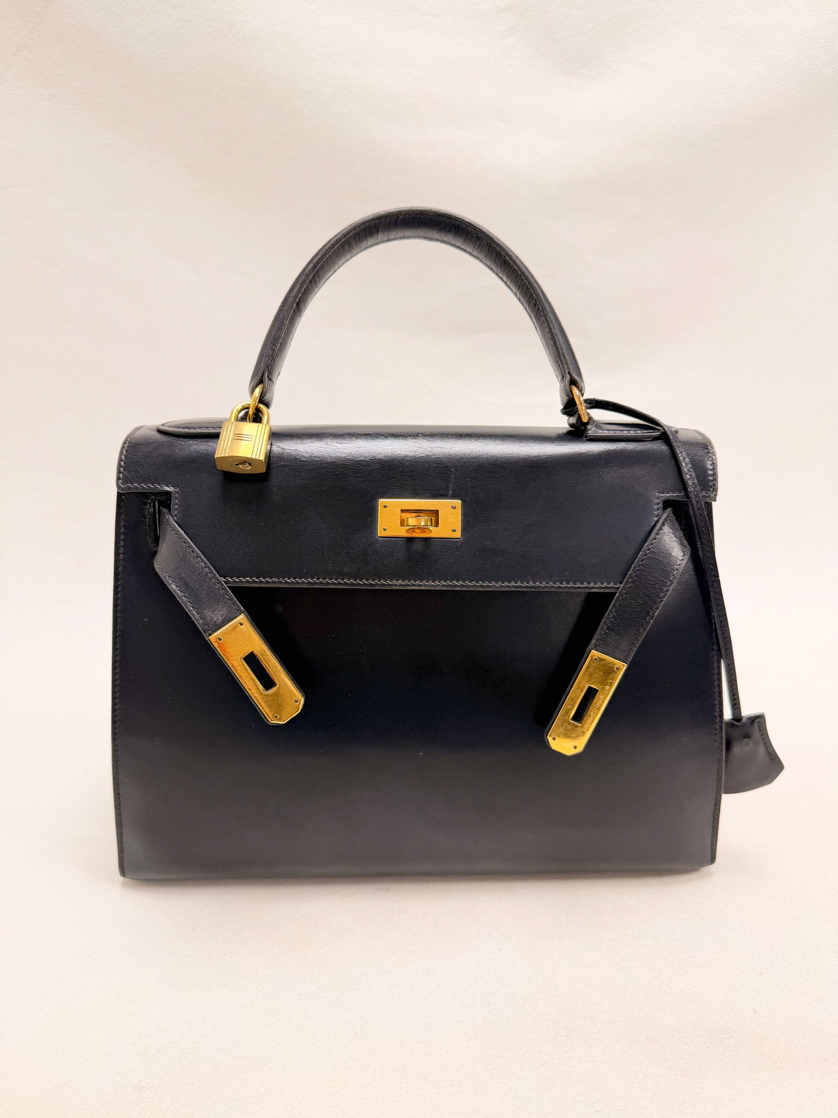 HERMÈS Sac Kelly 28 Box Navy