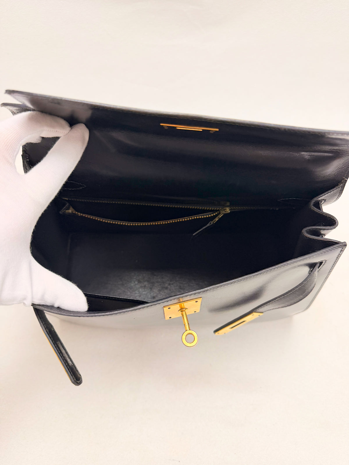 HERMÈS Sac Kelly 28 Box Navy