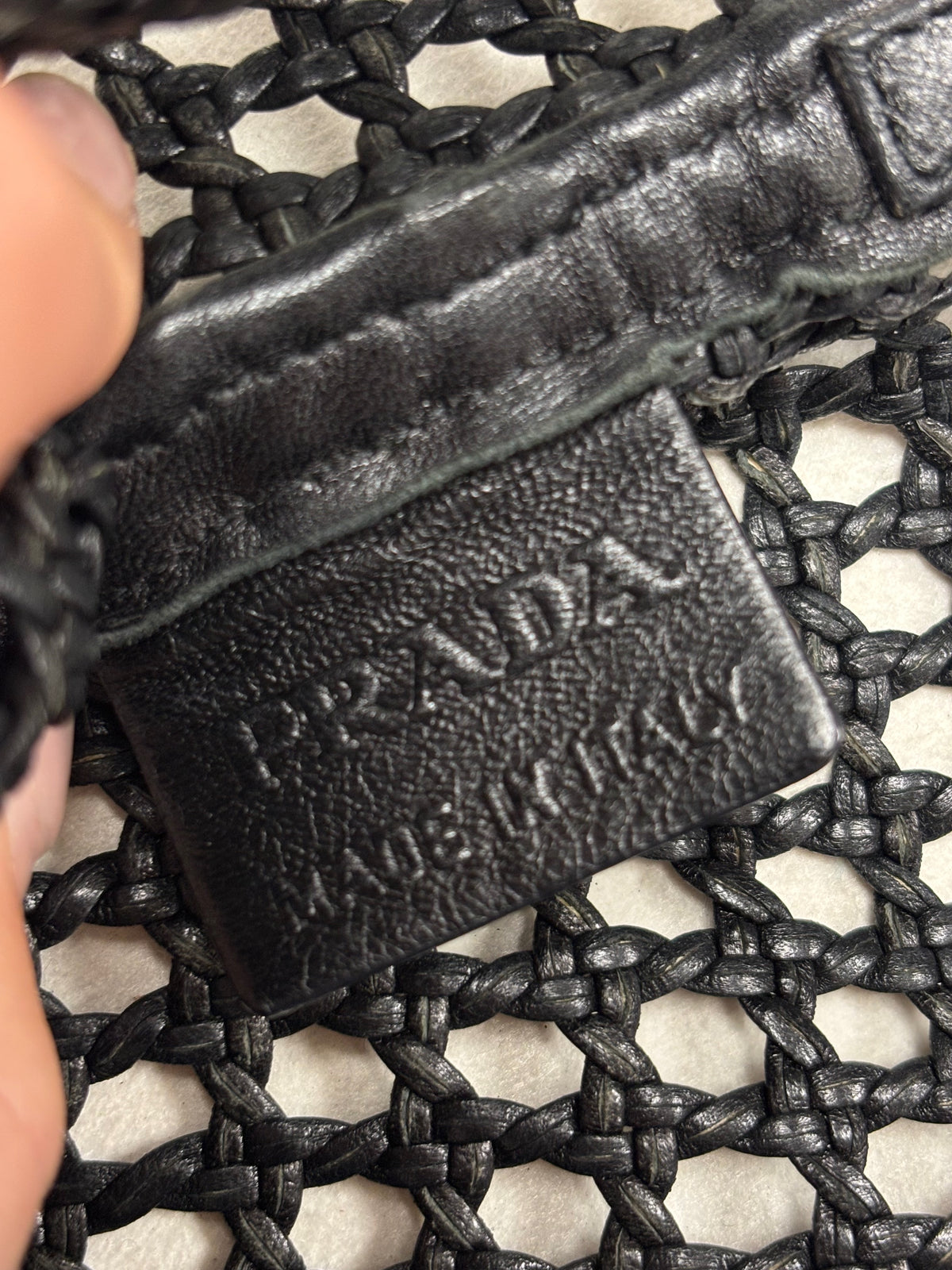 PRADA Sac Cabas Cuir Tressé