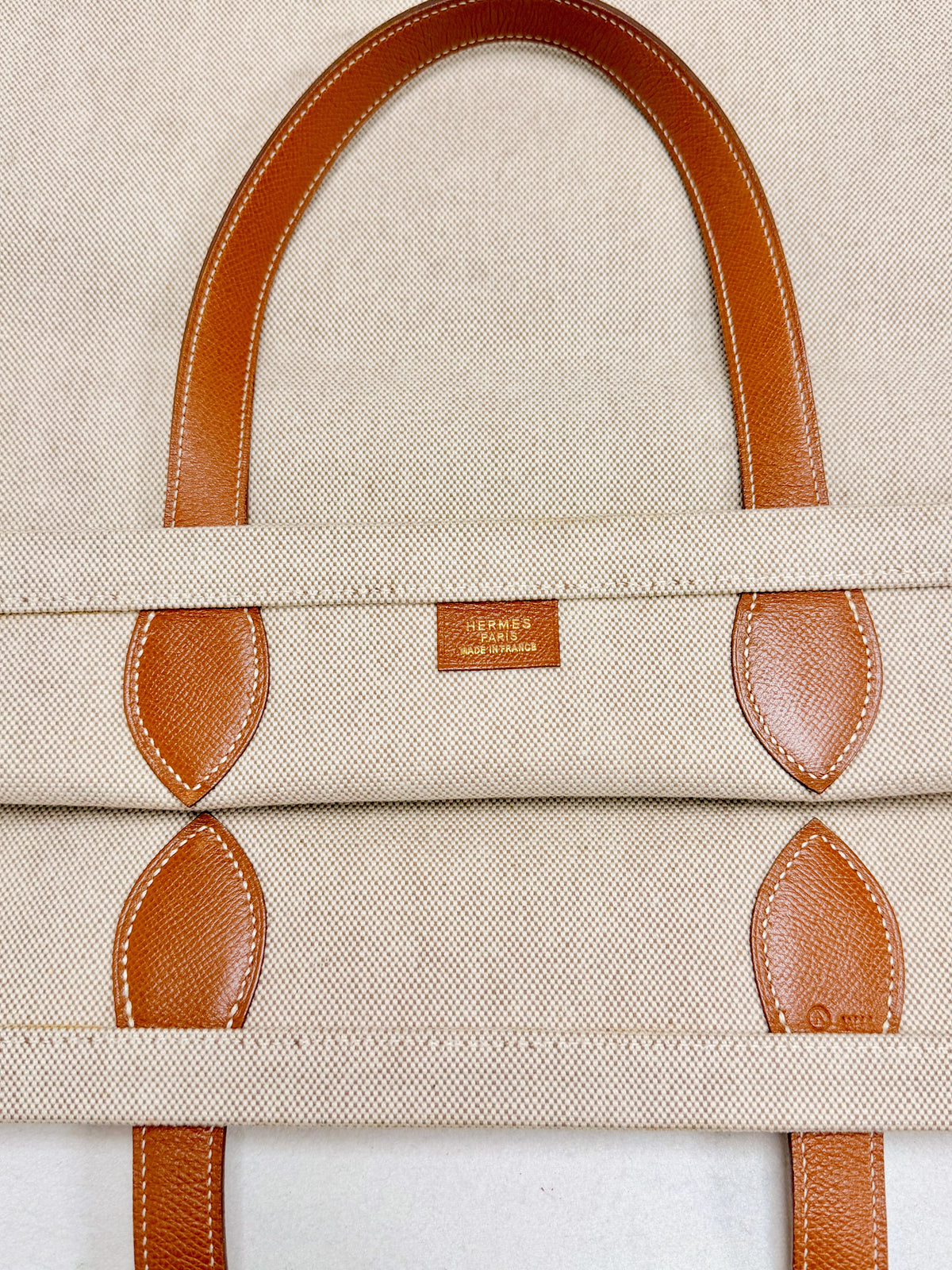 HERMES Sac Kaba GM toile H et cuir