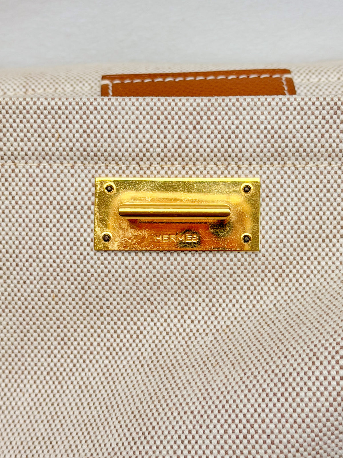 HERMES Sac Kaba GM toile H et cuir