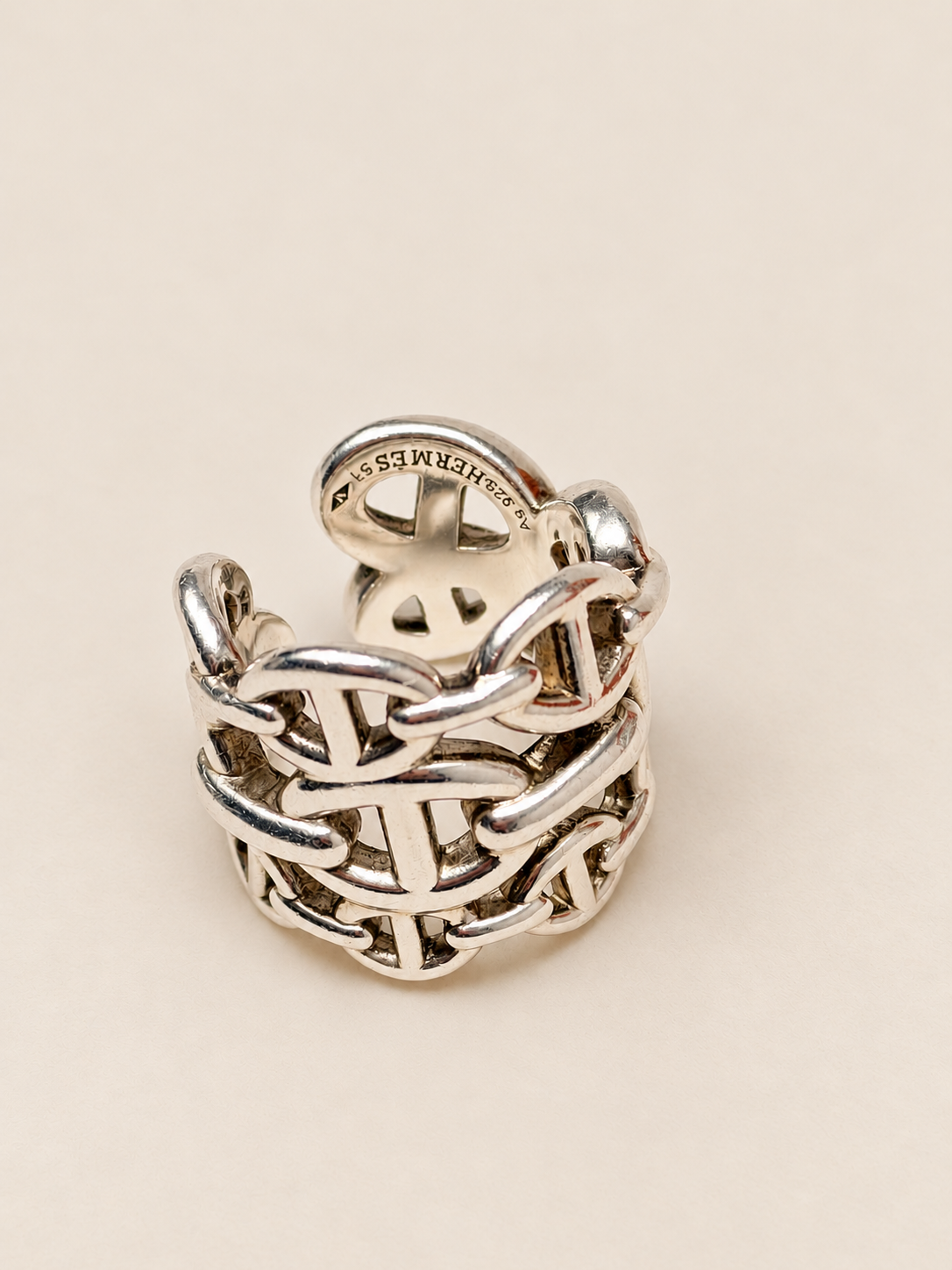 HERMÈS Bague Chaîne d'ancre enchainée t.51