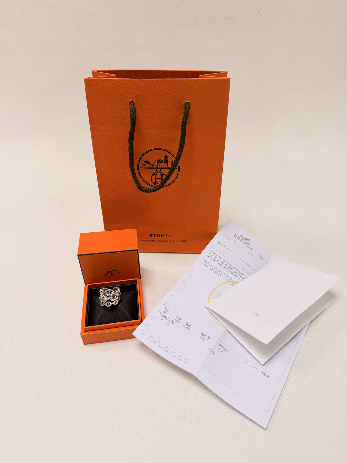 HERMÈS Bague Chaîne d'ancre enchainée t.51