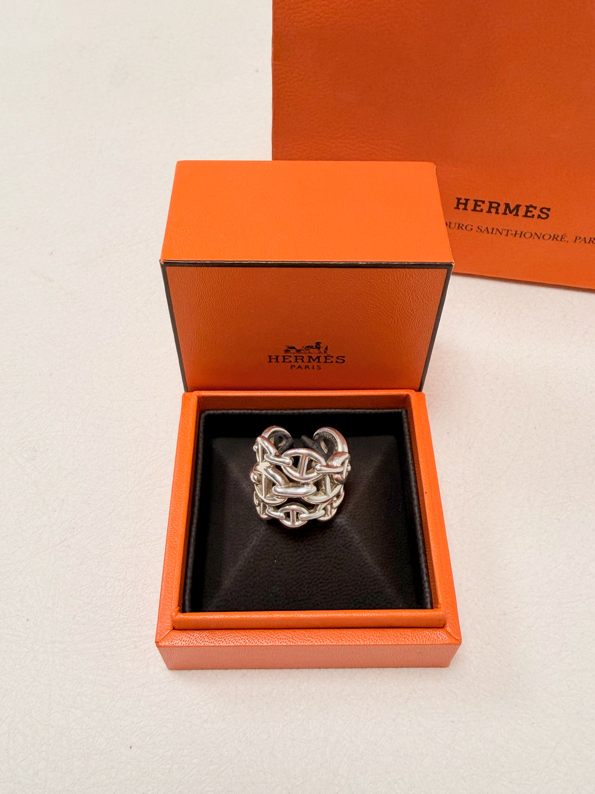 HERMÈS Bague Chaîne d'ancre enchainée t.51