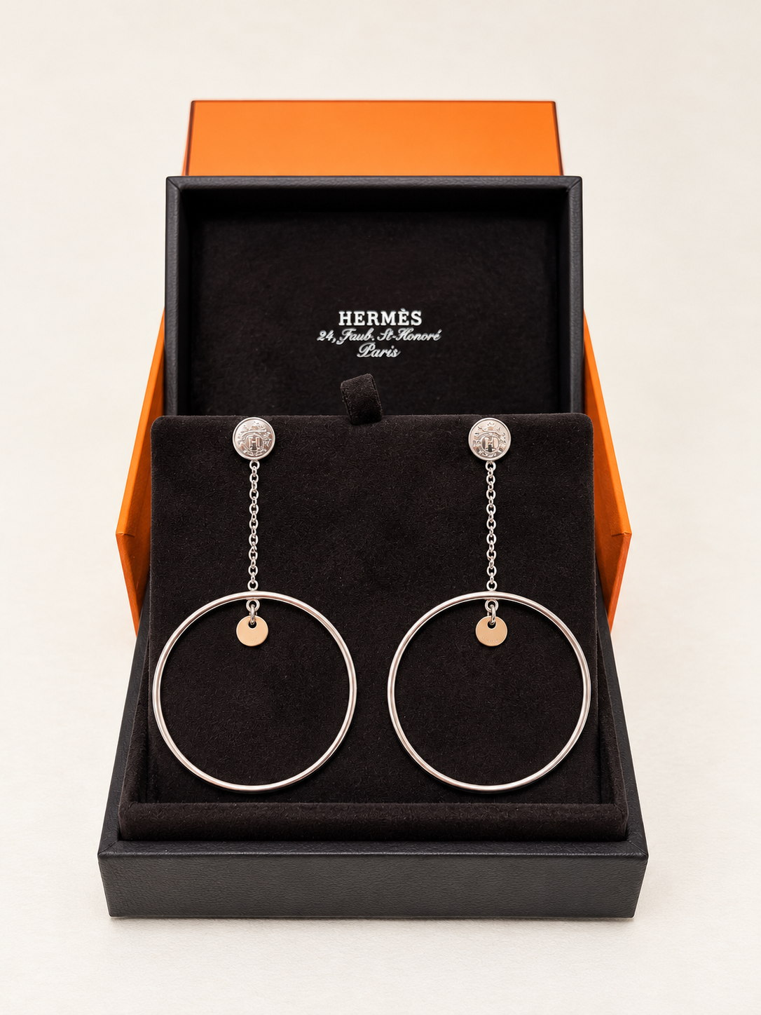 HERMÈS Boucles d'oreilles Ex-Libris