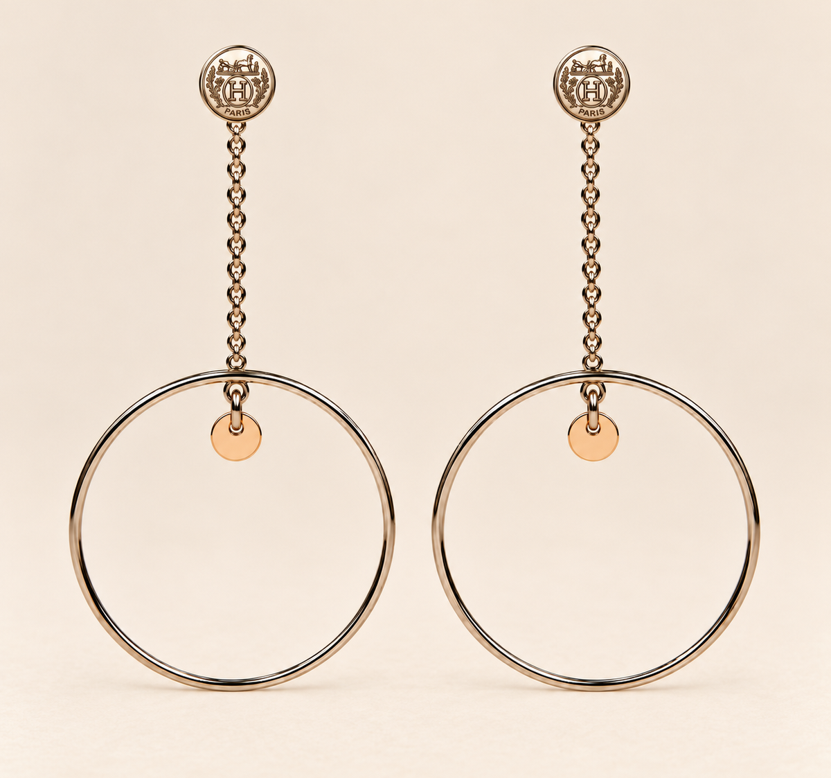 HERMÈS Boucles d'oreilles Ex-Libris